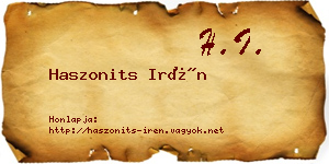 Haszonits Irén névjegykártya